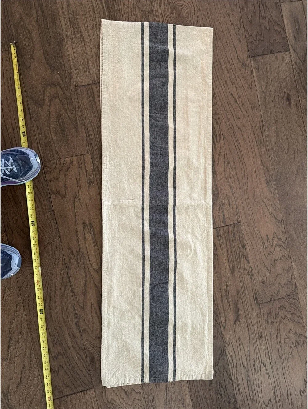 Farmhouse Primitive Blue Striped Grain Sack Table Runner – 16” x 51”